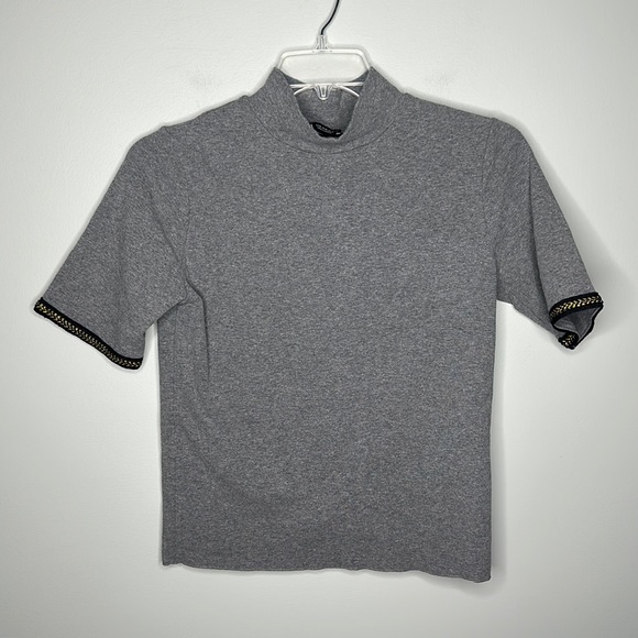 Zara Tops - Zara Grey Mock Short Sleeve Turtleneck with Black Gold Detail Sz XL!